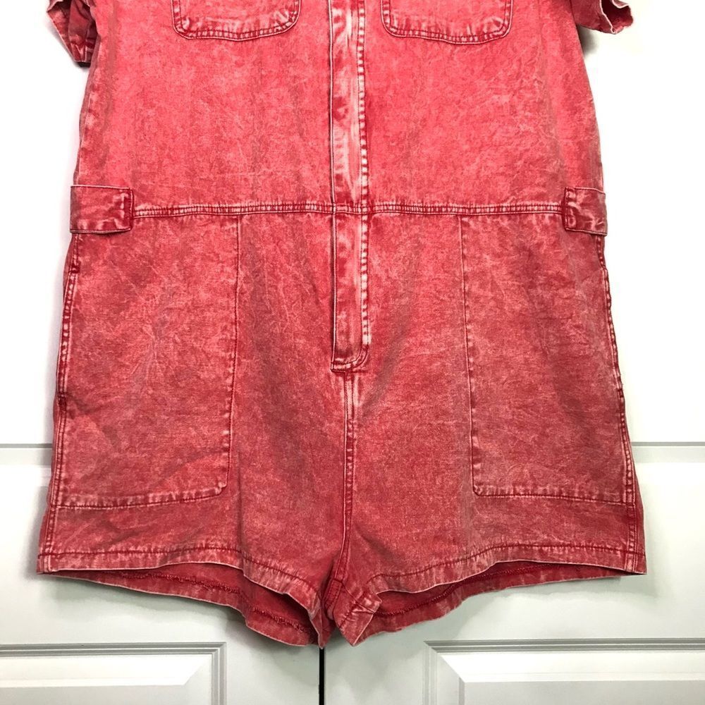 Boho Jean Short Jumper, Stonewashed, Zipper Front, Working Pockets 2X - Picture 7 of 12